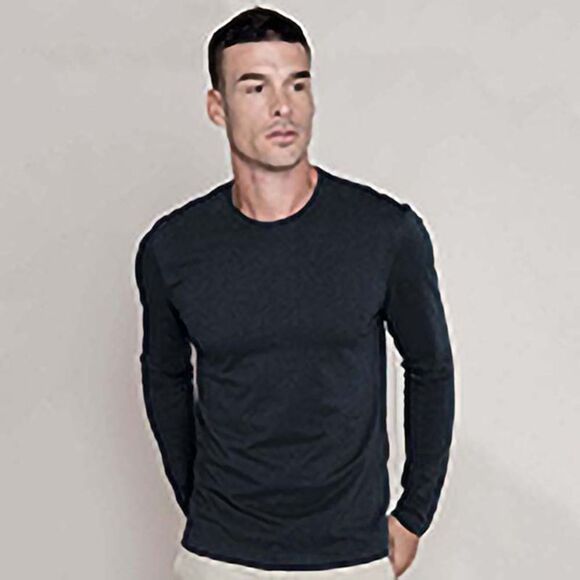 Kariban Mens Slim Fit Long Sleeve Crew Neck / Black - Picture 2 of 5